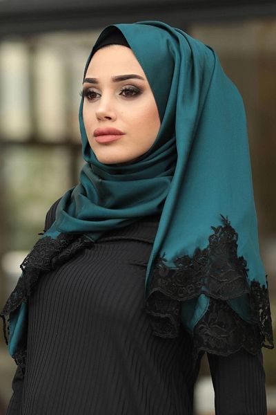 Neva Style Şal hijab cu aspect de mătase fantezit 1037