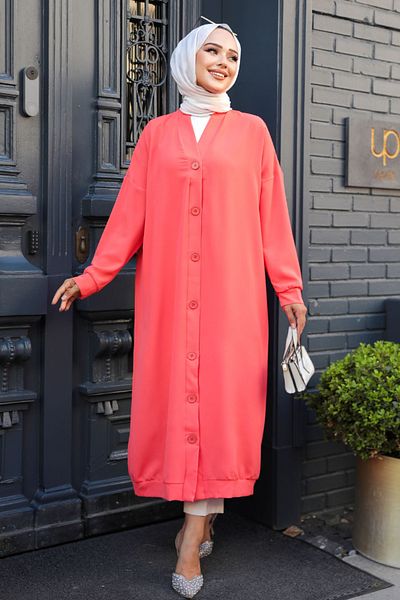 Neva Style Capac Hijab Coral 10421MR - Cu Buton