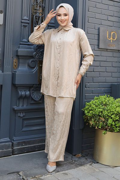 Neva Style طقم حجاب مزدوج بنمط المنك - 12503 فولت
