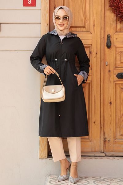 Neva Style Cana Hijab Neagra - Cu Fermoar, Model 685S