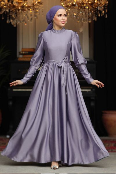Neva Style Rochie de seară hijab liliac 60801lila