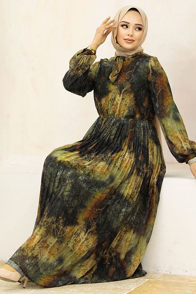 Neva Style Rochie hijab kaki cu model 76871hk