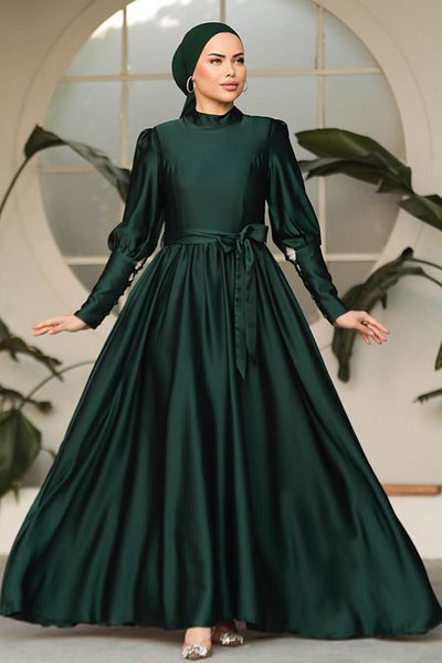 Neva Style Βραδινό φόρεμα Emerald Green Hijab 60801zy