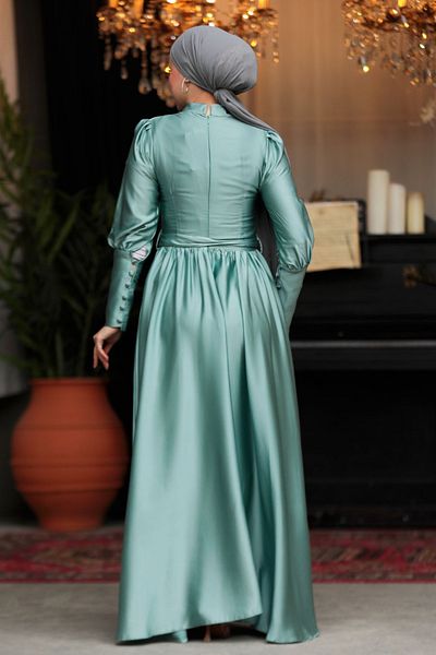 Neva Style Rochie de seară Hijab Mint 60801mint