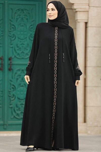 Neva Style حجاب أسود منقوش Ferace 41563s