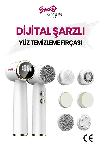 Beauty Vogue 6 Başlık 3 Aşamalı Led Şarjlı Ekranlı Peeling Yüz Masaj Cilt Bak...