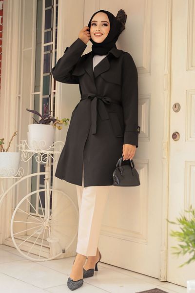Neva Style Șapcă Hijab Neagră - Curea, Model 72131S