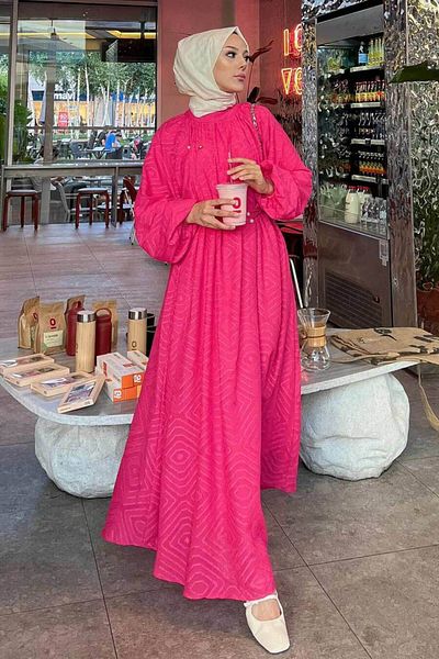Neva Style Rochie Hijab cu model fucsia - 14291F