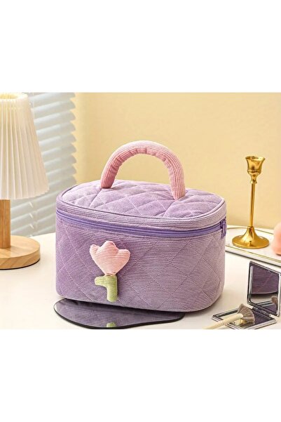 Piraye Shop 2 Bölmeli Fermuarlı Pembe Kapitone Büyük Kapasiteli Seyahat Boy K...