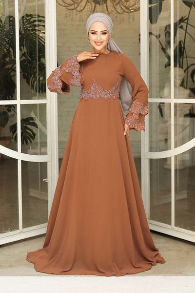 Neva Style Βραδινό φόρεμα Hijab με χάντρες 9181tb