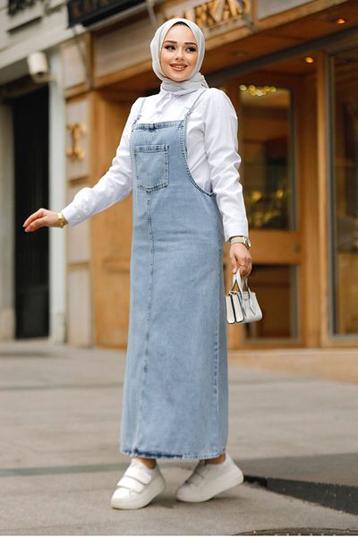 Neva Style Rochie Salopet Blue Hijab Denim 19014M