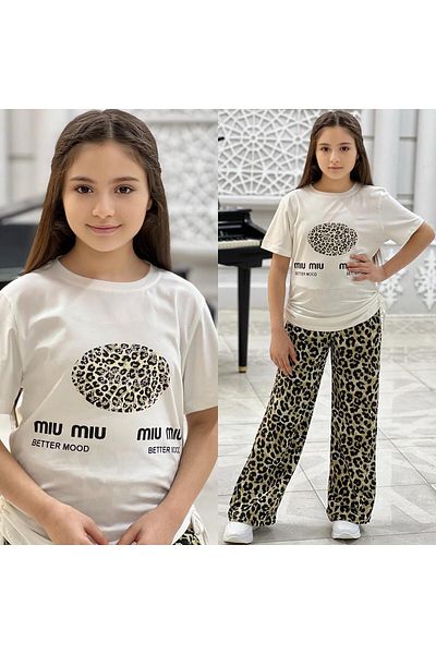 Miss Esilay Boutique girl's leopard bottom top suit