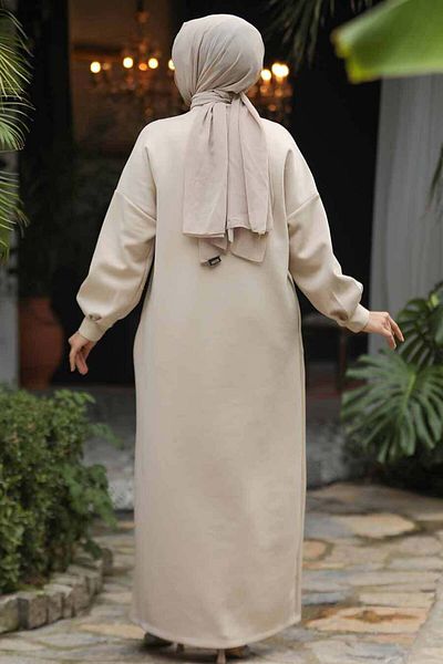 Neva Style Rochie hanorac Hijab Bej - 23641BEJ