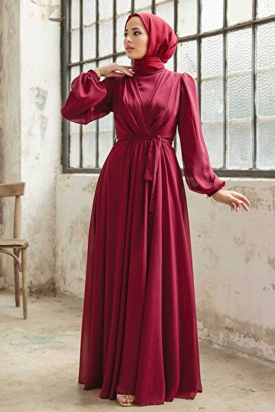 Neva Style Balloon Sleeve Borrdo Modest Dress 5796Br