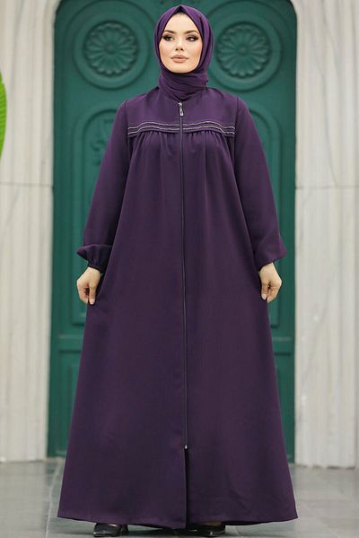 Neva Style - Hijab cu fermoar Plum Ferace 10533mu