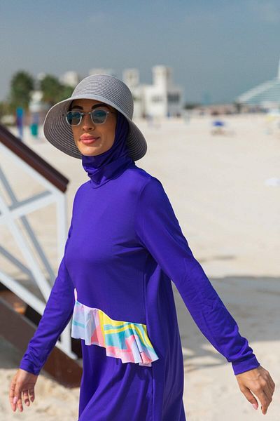 Neva Style Floral Purple Full Covered Hijab Swimsuit M2321PURPLE