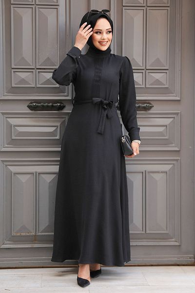 Neva Style Rochie Hijab Neagra - Curea, Model 6621S