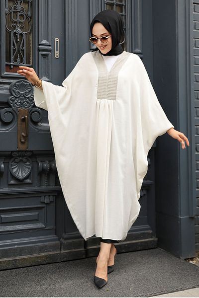 Neva Style سترة حجاب بأكمام الخفافيش إكرو 8654e