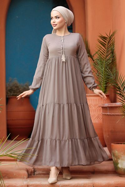 Neva Style Rochie Hijab din nurcă plisată 22051V
