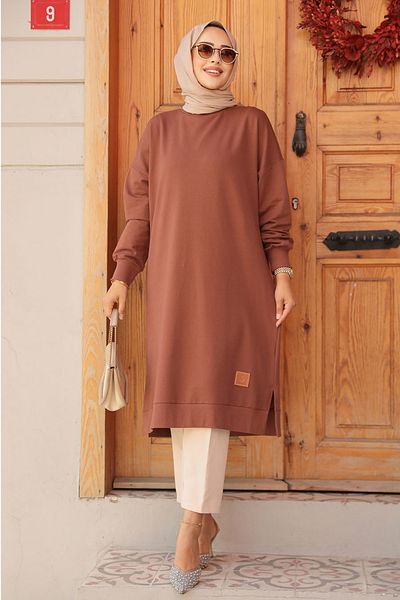 Neva Style 30645KH موديل تونيك حجاب بني
