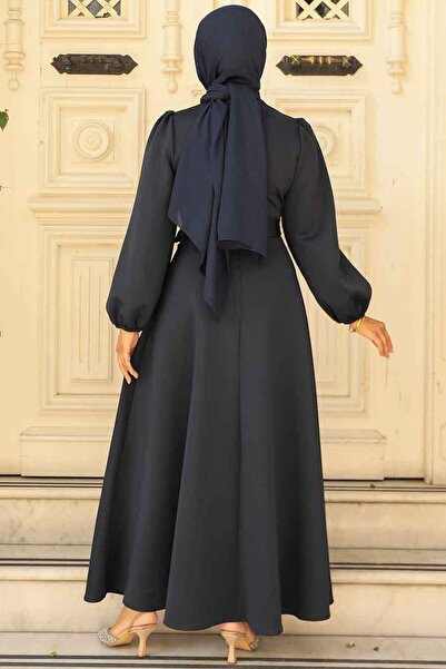 Neva Style Rochie cu centură Hijab bleumarin - 23102L
