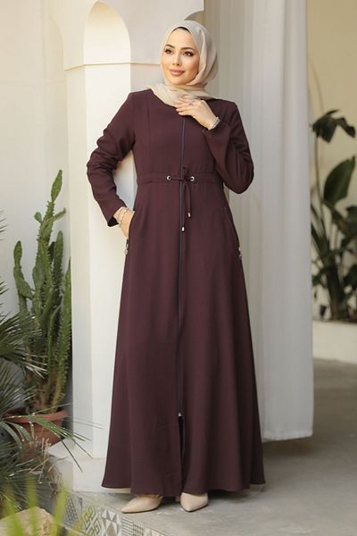 Neva Style Hijab Ferace Dark Plum cu buzunare 60125km