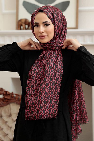 Neva Style Patterned Claret Red Shawl 7534Br