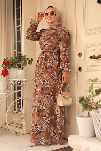Neva Style Φόρεμα Hijab με μοτίβο λουλουδιών 29710tb