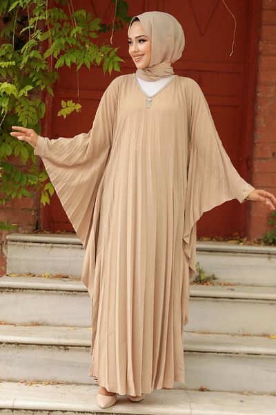 Neva Style Φόρεμα Camel Hijab Bat Sleeve - 330068C