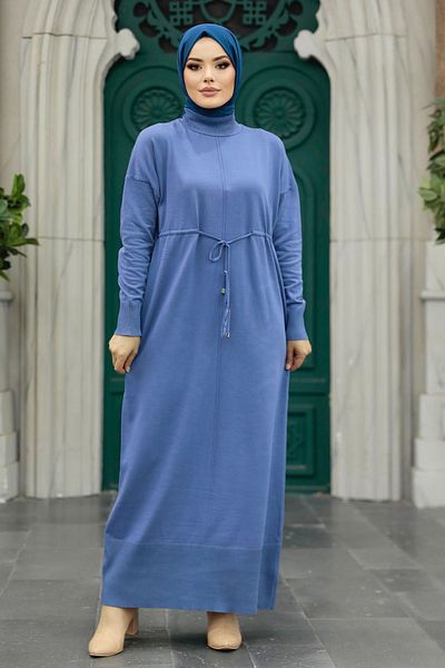 Neva Style Indigo Blue Μαντίλα Μερσεριζέ Φόρεμα 10158ım