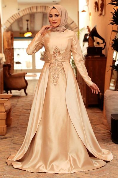 Neva Style Lace Detailed Beige Hijab Evening Dress 284Beige