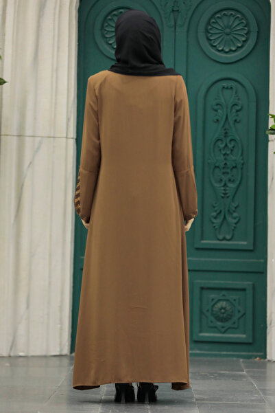 Neva Style Bead Detailed Tan Hijab Ferace 626Tb