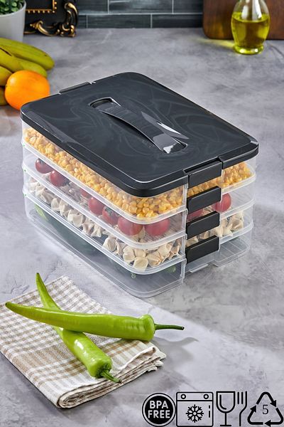 ALP HOME Practical 4 Tiers Storage Container Refrigerator Organizer Multi-Purpose Storage Container