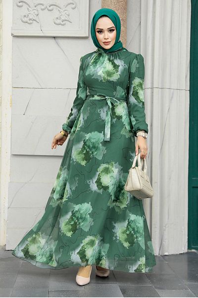 Neva Style Rochie Hijab Kaki cu model 279313 hk