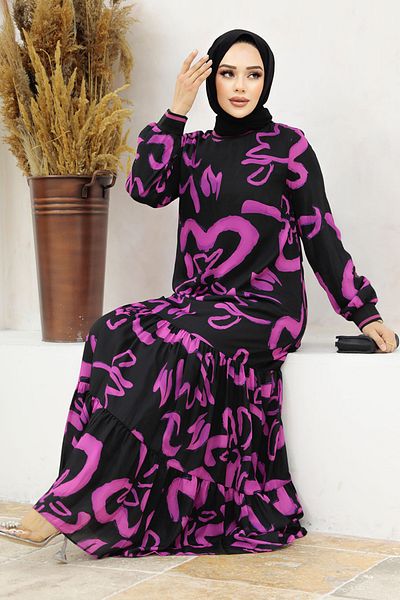 Neva Style Rochie hijab fucsia cu model 12437f