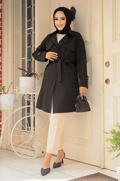Neva Style Șapcă Hijab Neagră - Curea, Model 72131S