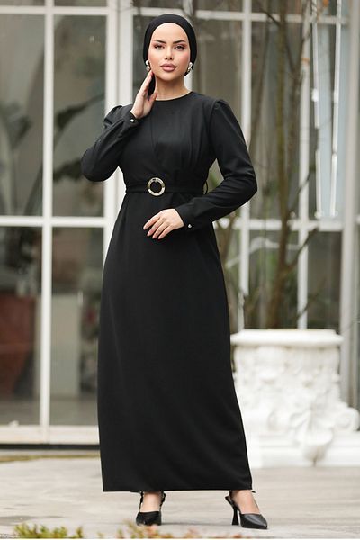 Neva Style - Rochie neagră Hijab 636s