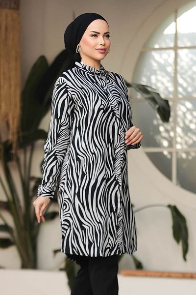 Neva Style منقوشة سترة الحجاب الأسود 25016s