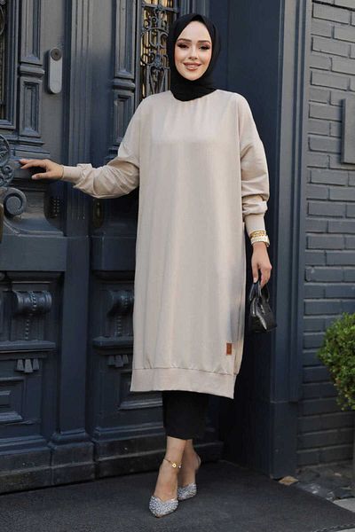 Neva Style تونيك حجاب بيج - موديل 30645BEIGE