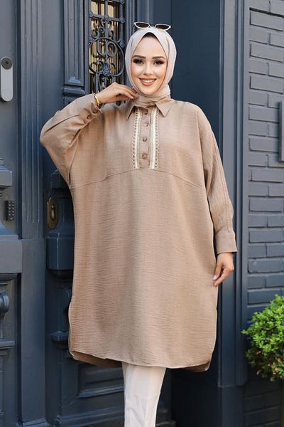 Neva Style تونيك حجاب الجمل بأزرار 663c