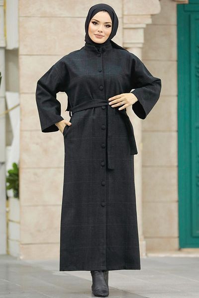 Neva Style Şapcă Hijab neagră în carouri 5945s