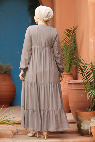 Neva Style Φόρεμα με πτυχωτό βιζόν Hijab 22051V