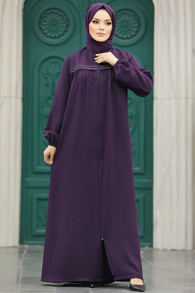 Neva Style Hijab cu fermoar prune 10533mu