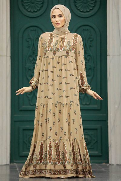 Neva Style Rochie hijab din nurcă cu model 50092v
