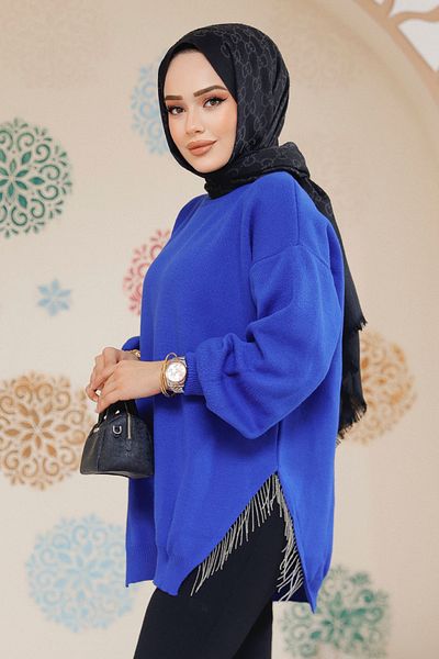 Neva Style سترة تونيك بتفاصيل سلسلة ساكس باللون الأزرق 17202sx