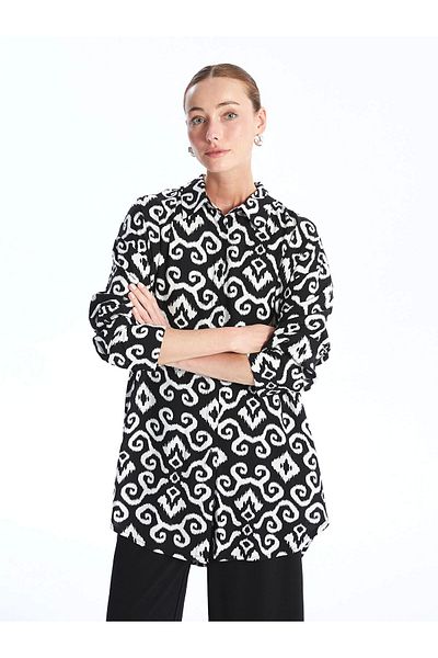 LC Waikiki Lcwaikiki Classic Black Print Women's Shirt Tunic