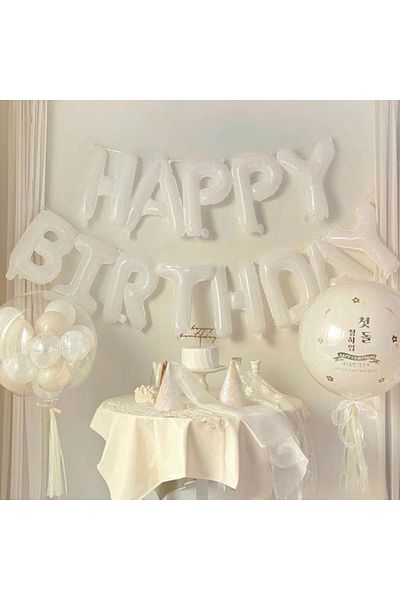 party world White Color Large Letter "Happy Birthday" Team Foil Balloon