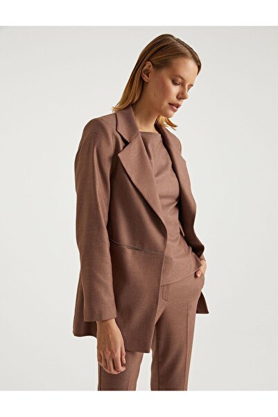FEMİAS Premium Series Brown Chain Pocket Cutout Detailed Blazer