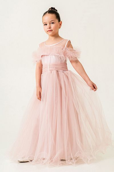 happyTekstil Girl's Tulle Evening Dress - Powder