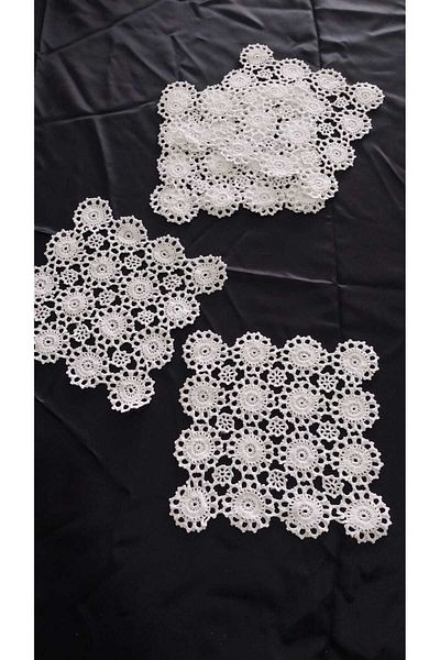 Papatyam 5 Pcs Hand Knitted Crochet Lace 18X18 Vintage Cotton Yarn